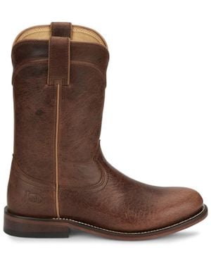 Justin Holland Round Toe Western Boots - Brown