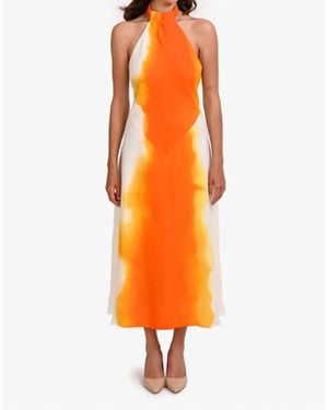 Ferragamo Abstract-Print Halterneck Dress - Orange