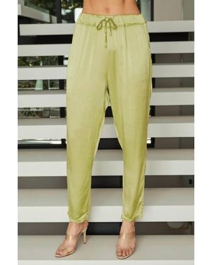 Milio Milano Satin Straight Leg Pant - Green