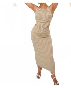 Pretty Garbage Ceceilia Knitted Midi Dress - Natural