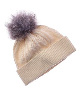 Amicale Cashmere Winding Cable Cuff Wool & Cashmere-Blend Hat - Natural