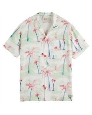 Scotch & Soda Printed Viscose Short Sleeve Shirt - Green