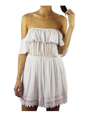 Elan Off The Shoulder Ruffle Mini Dress - White