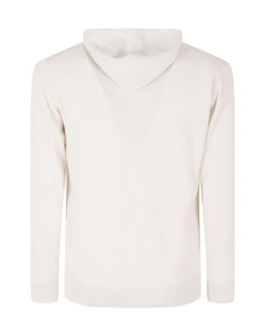 Eleventy Full-Zip Hooded Cashmere Knit Sweater - White
