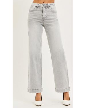 Risen High Rise Ankle Wide Leg Jeans - White