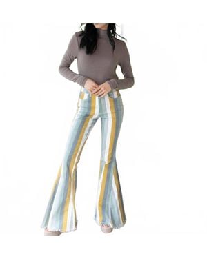 Saints & Hearts Striped Flare Jeans - Blue