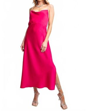 Easel Cowl Neck Midi Dress - Pink