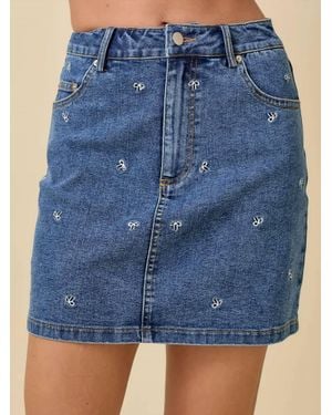 Main Strip Ribbons Pattern Mini Skirt - Blue
