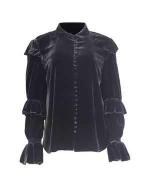 FRAME Victorian Ruffled Blouse - Blue