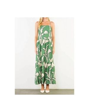 Thml Strap Leaf Maxi Dress - Green