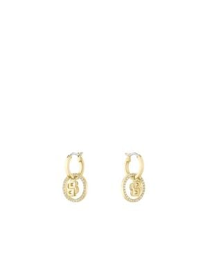 BOSS Tone Earrings With Double B Monogram Charm - Metallic