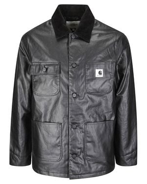 Carhartt Structured Cotton Jacket With Pointed Collar And Multiple Pockets - Black