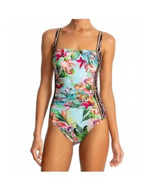 Johnny Was Marilyn Ruched One Piece - Green