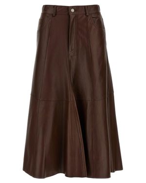 Haikure Mid Serenity Leather Skirt - Brown