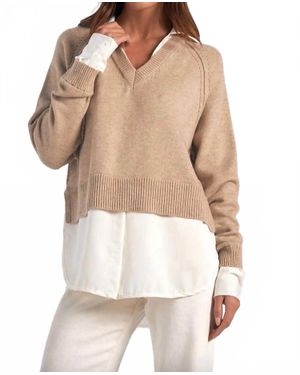Elan Layered Sweater Top - White