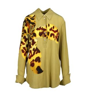 Dries Van Noten Fluid Abstract Viscose Shirt - Yellow