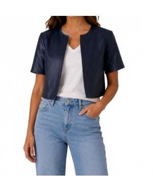 J. Society Vegan Short Sleeve Collarless Jacket - Blue