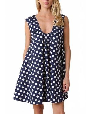 Olivaceous Erin Polka Dot Swing Mini Dress - Blue