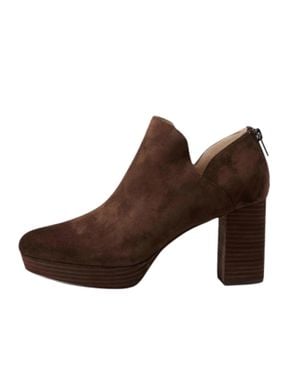 Pelle Moda Lesia Suede Block Heel Shoes - Brown