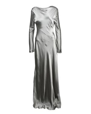 Alberta Ferretti Tunic Viscose Long Satin Dress - Gray