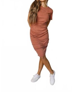 Ampersand Ave Better Than Basics Short Sleeve Midi Dress - Brown