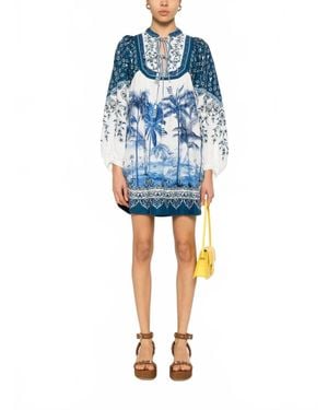 FARM Rio Palm Tree Beach Mini Dress in Blue | Lyst