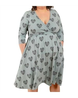 Mata Traders Callie Long Sleeve Wrap Dress - Gray