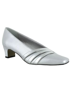 Easy Street Entice Pump Metallic Square Toe Slip On Htat284 - White