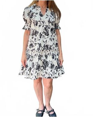 She + Sky Floral Midi Dress - White