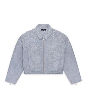 Purple Brand Light Cropped Textured Pearl Jacket - Blue