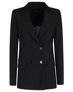 Seventy Technical Mesh Double-Breasted Polyamide Blazer - Black
