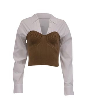 STAUD Hazel Paneled Rib Knit Top - Brown