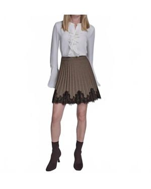 BCBGMAXAZRIA Lace Hem Pleated Skirt - Gray