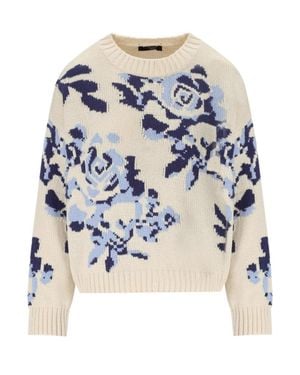 Max Mara Fabian Ivory Crewneck Sweater - Blue