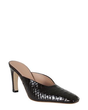 Malone Souliers Rowe 90 Croc-Embossed Patent Leather Mules - Brown
