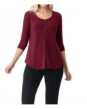 Sympli 3/4 Sleeves Zest Henley Top - Red