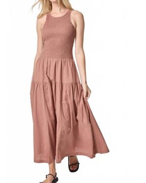 Lilla P Smocked Bodice Midi Dress - Pink