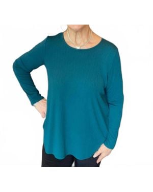 Pure Essence Ribbed Power Of Simple Long Sleeve Top - Blue