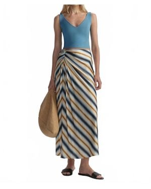 A.L.C. Jean Striped Midi Skirt - Blue