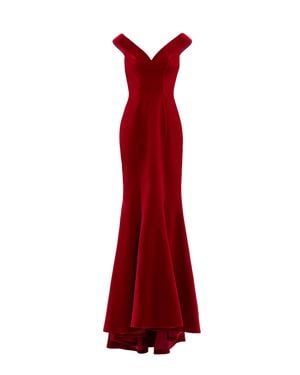 Saiid Kobeisy Mermaid Cut Off-Shoulder Long Dress - Red