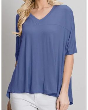 Allie Rose V-Neck Blouse - Blue
