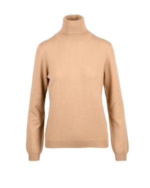 Ballantyne High-Neck Cashmere Sweater With Ribbed Details - Natural