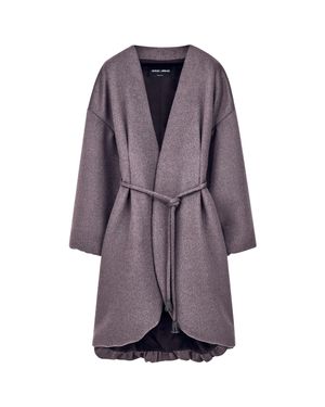 Giorgio Armani Relaxed Open-Front Belted Peacoat - Purple