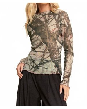 Davi & Dani Tree Camo Mesh Top - Brown