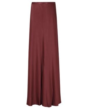 Alberta Ferretti Burgundy Enver Satin Mid-Length Viscose Skirt - Purple