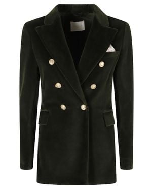 Circolo 1901 Double-Breasted Velvet Button Jacket - Black