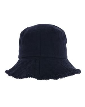 David & Young Distressed Bucket Hat With Frayed Edges - Blue