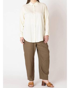 Dex Button Front Long Sleeve Blouse - White