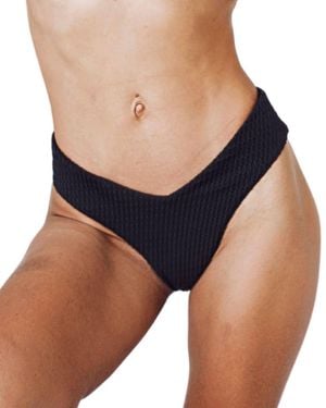 Gigizara Midnight Surf Bikini Bottom Vintage High-Waist Surf Chic - Blue