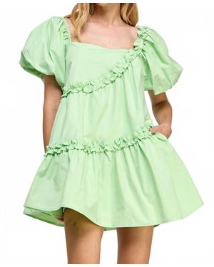 Strut & Bolt Asymmetric Ruffle Mini Dress - Green